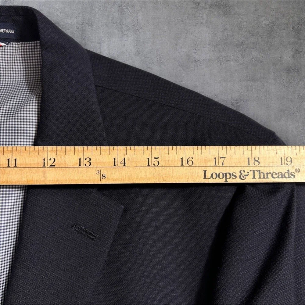 TOMMY HILFIGER Mens 44R Navy Blazer Sport Coat 2-Button Suit Jacket Wool Blend